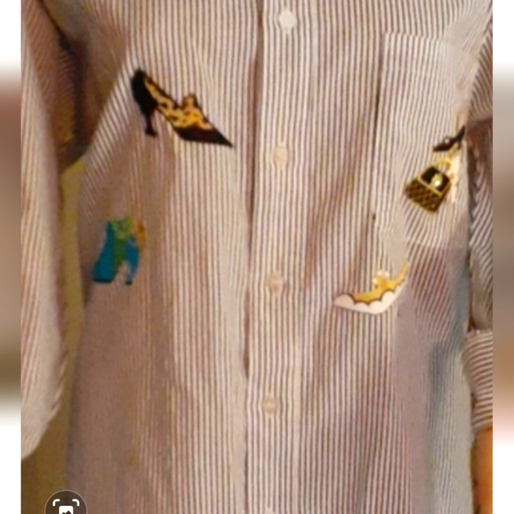 Striped shoe Applique shirt